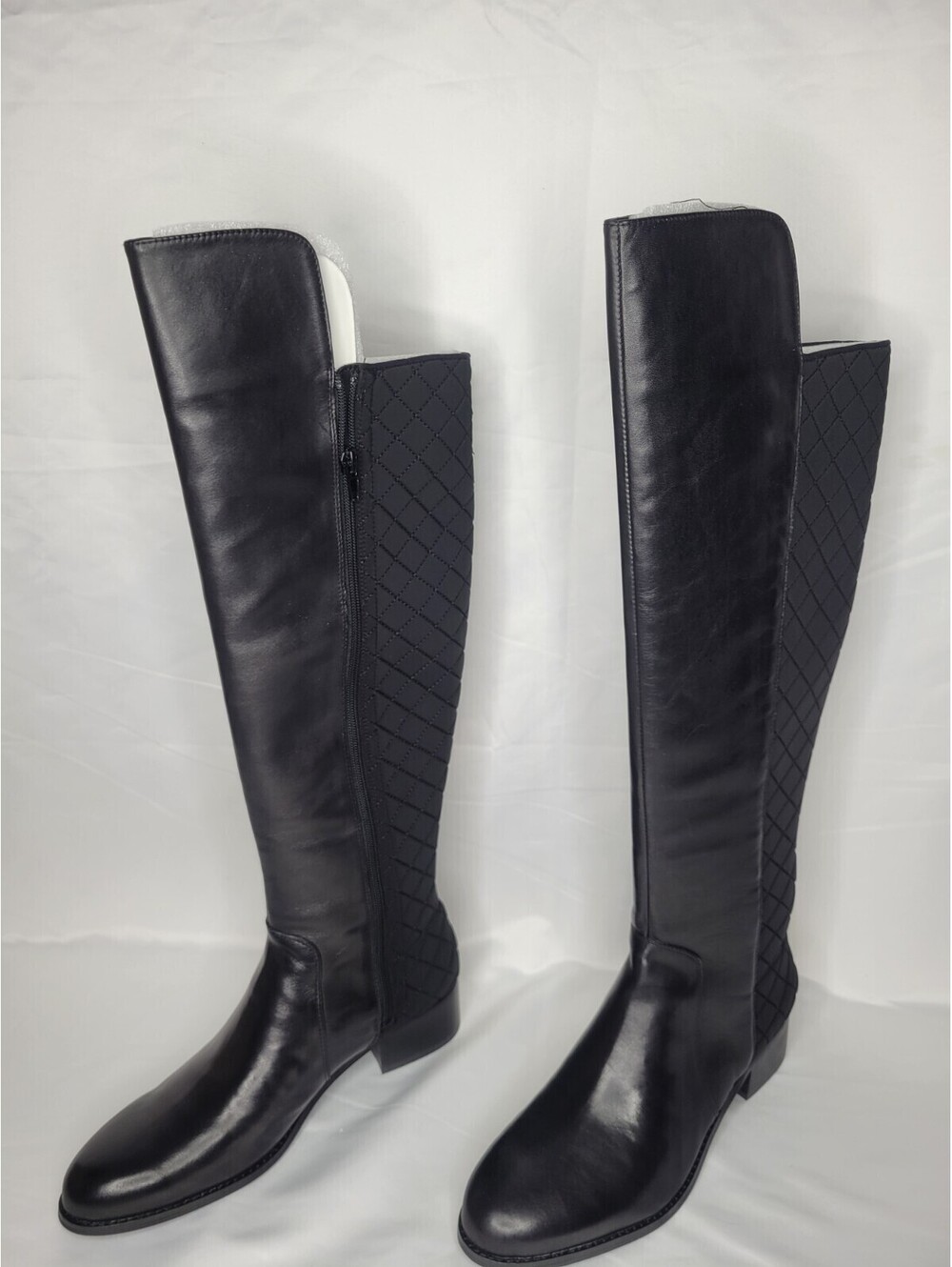 Charles David Womens Black Leather Boots Over The Knee Stretch Size 9.5  *NWOB*